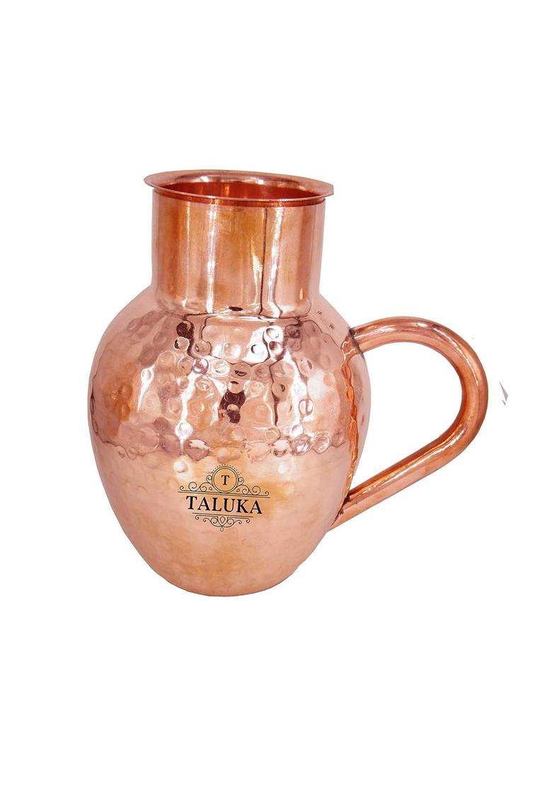 Taluka With T Logo Taluka Hammered Surai Royal Design Copper Jug Pitcher | 1500 ml | 50.7 fl oz - Indya
