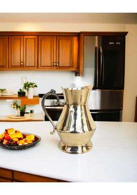 Blissful Decor Pure Brass Water Jug in Glossy Finishing 100 Brass Handmade Jug Pitcher | 1.5 L | 1.6 Qt