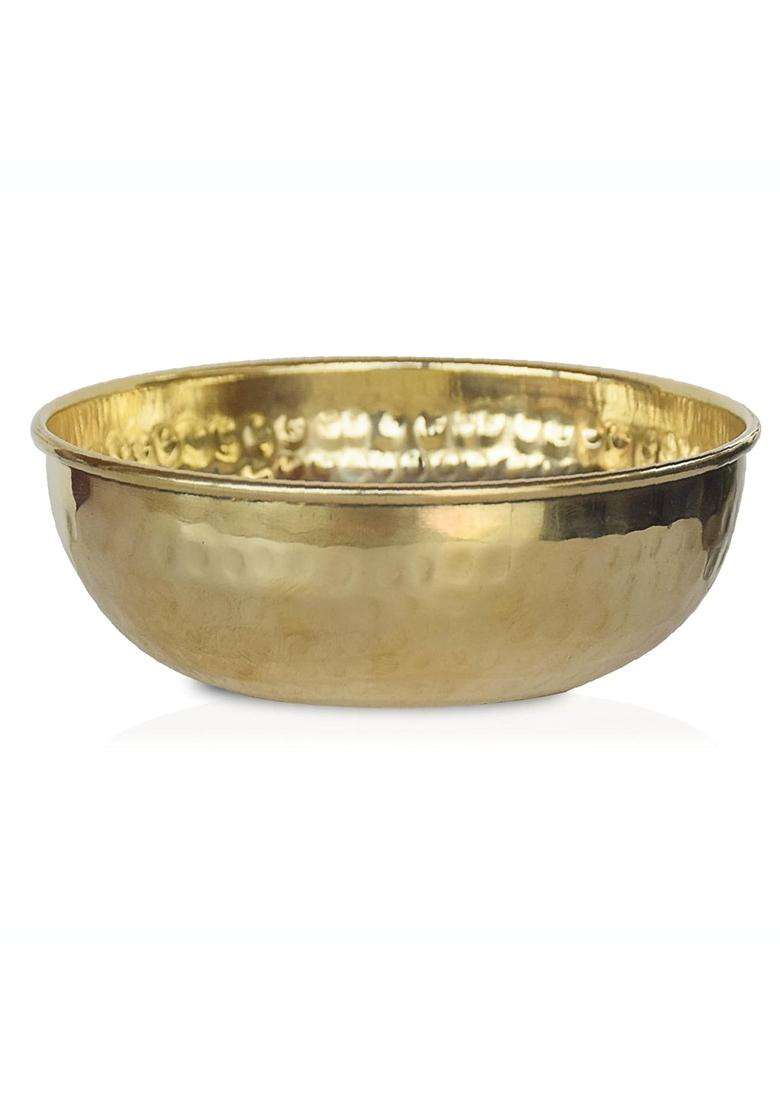 Pure Source India Brass Hammered Serving Bowl | 350 ml | 11.8 fl oz | 2-Piece Set | Food Safe - Indya
