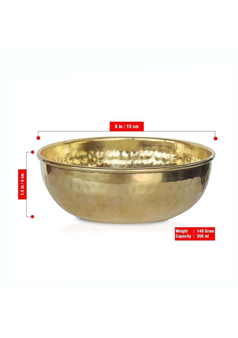 Pure Source India Brass Hammered Serving Bowl | 350 ml | 11.8 fl oz | 2-Piece Set | Food Safe - Indya