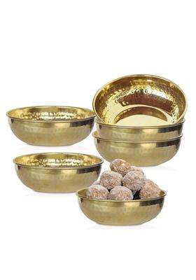 Pure Source India Brass Hammered Serving Bowl | 100 ml | 3.4 fl oz | 6-Piece Set | Food Safe