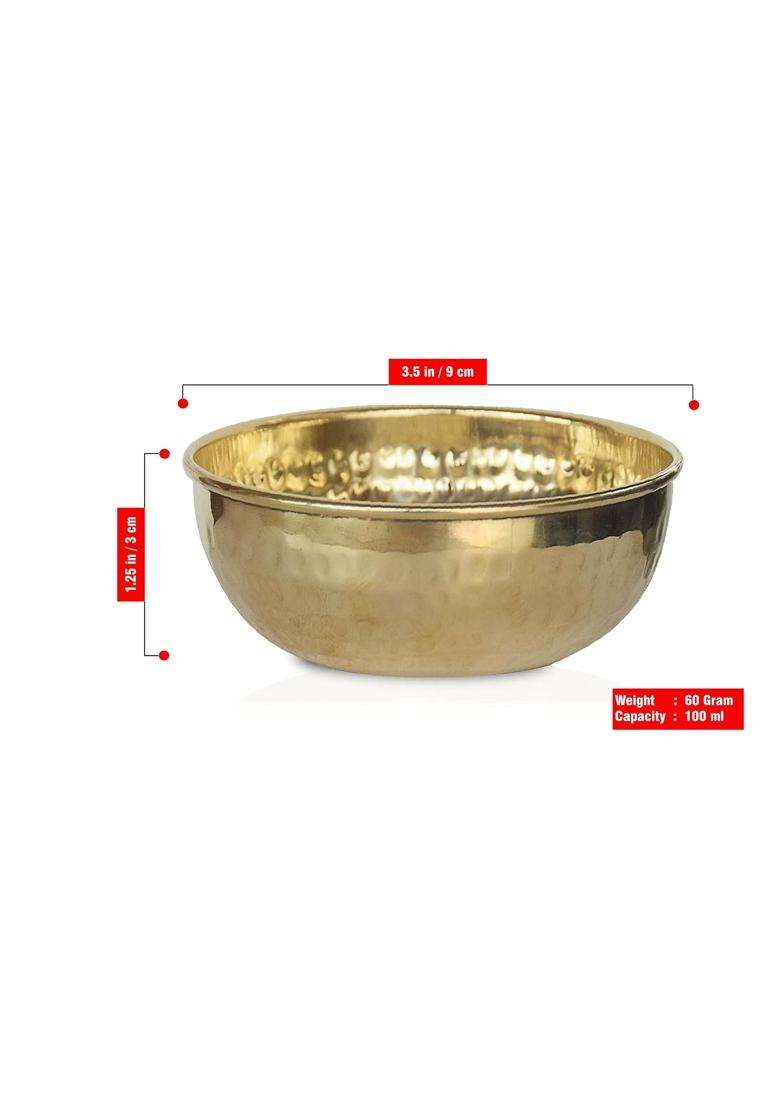 Pure Source India Brass Hammered Serving Bowl | 100 ml | 3.4 fl oz | 6-Piece Set | Food Safe - Indya