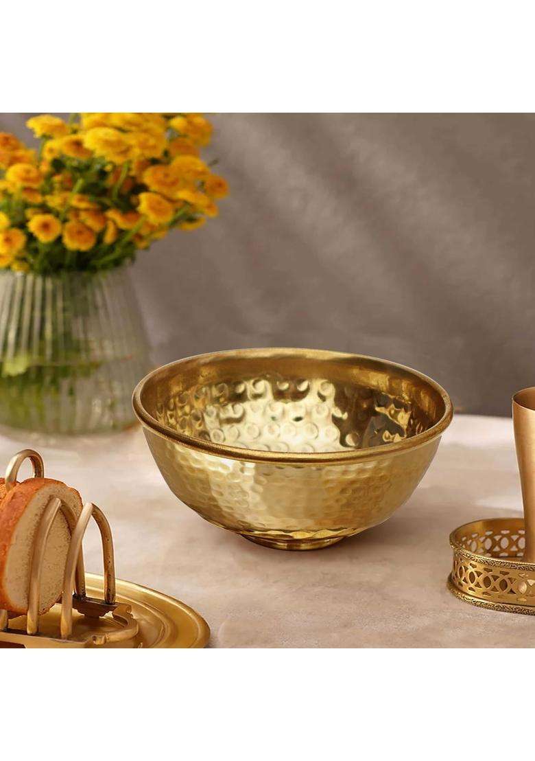 Pure Source India Brass Hammered Bowl | 150 ml | 5.1 fl oz | 2-Piece Set - Indya