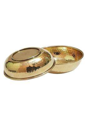 Pure Source India Brass Hammered Serving Bowl Decorative Bowls | 400 ml | 13.5 fl oz | 2-Piece Set
