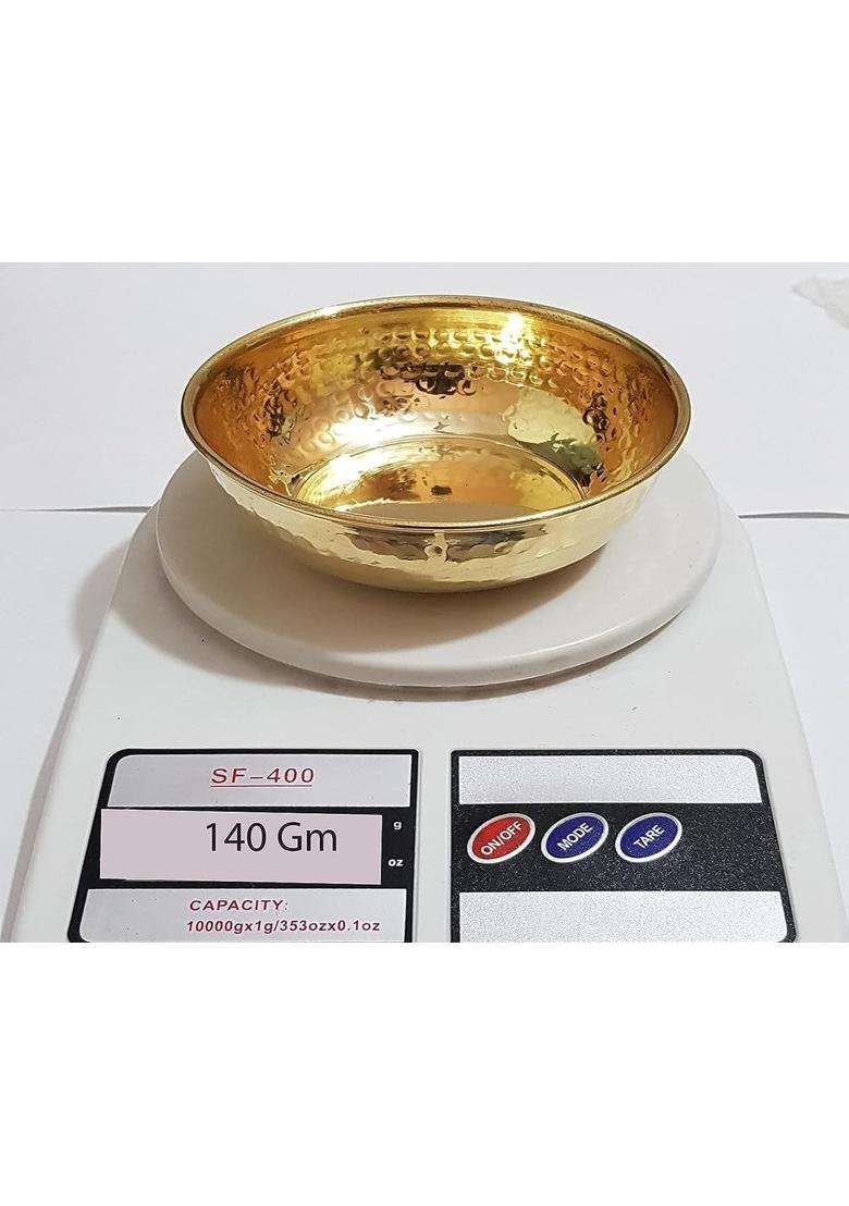 Pure Source India Brass Hammered Serving Bowl Decorative Bowls | 400 ml | 13.5 fl oz | 2-Piece Set - Indya