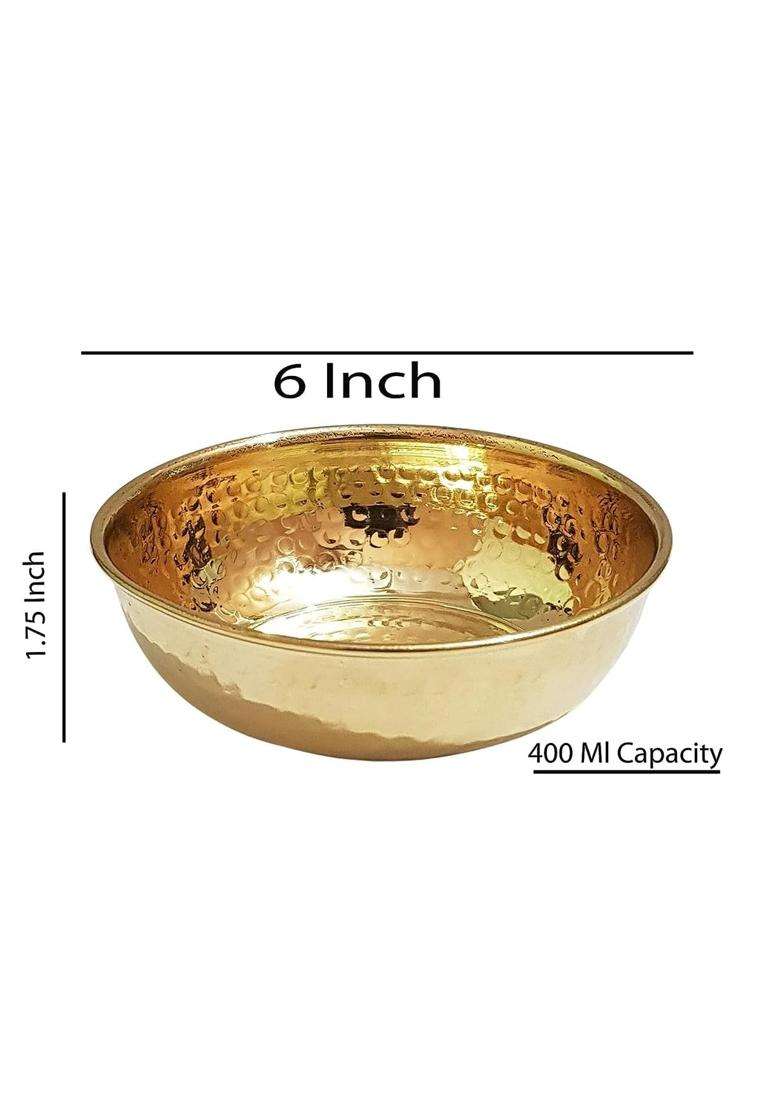 Pure Source India Brass Hammered Serving Bowl Decorative Bowls | 400 ml | 13.5 fl oz | 2-Piece Set - Indya