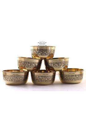 Yadav Craft Flower Design Brass Bowl | 6-Piece Set