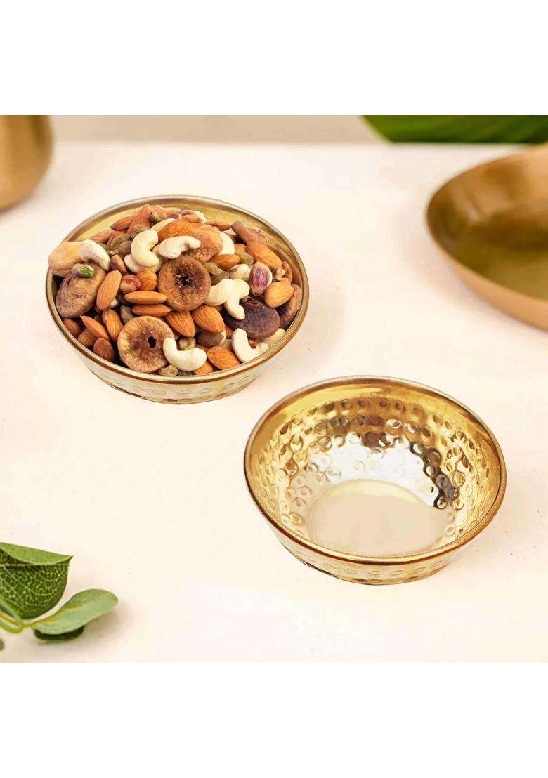 Pure Source India Brass Hammered Bowl | 150 ml | 5.1 fl oz | 6-Piece Set - Indya