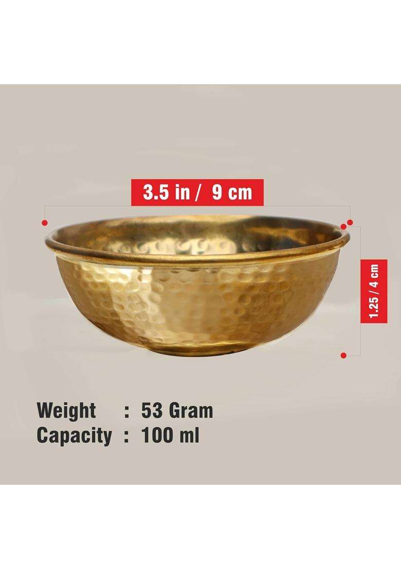 Pure Source India Brass Hammered Bowl | 150 ml | 5.1 fl oz | 6-Piece Set - Indya