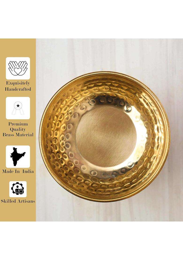 Pure Source India Brass Hammered Bowl | 150 ml | 5.1 fl oz | 6-Piece Set - Indya