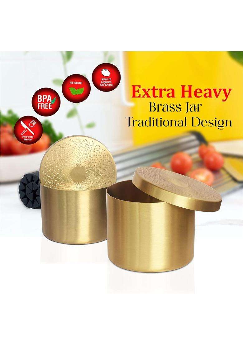 Pure Source India Brass Masala Storage Container for Dry Fruits | 500 ml | 16.9 fl oz | Rust Resistant - Indya