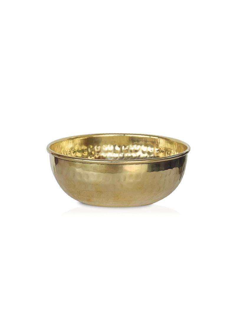 Pure Source India Brass Hammered Serving Bowl | 250 ml | 8.5 fl oz | 2-Piece Set | Food Safe - Indya