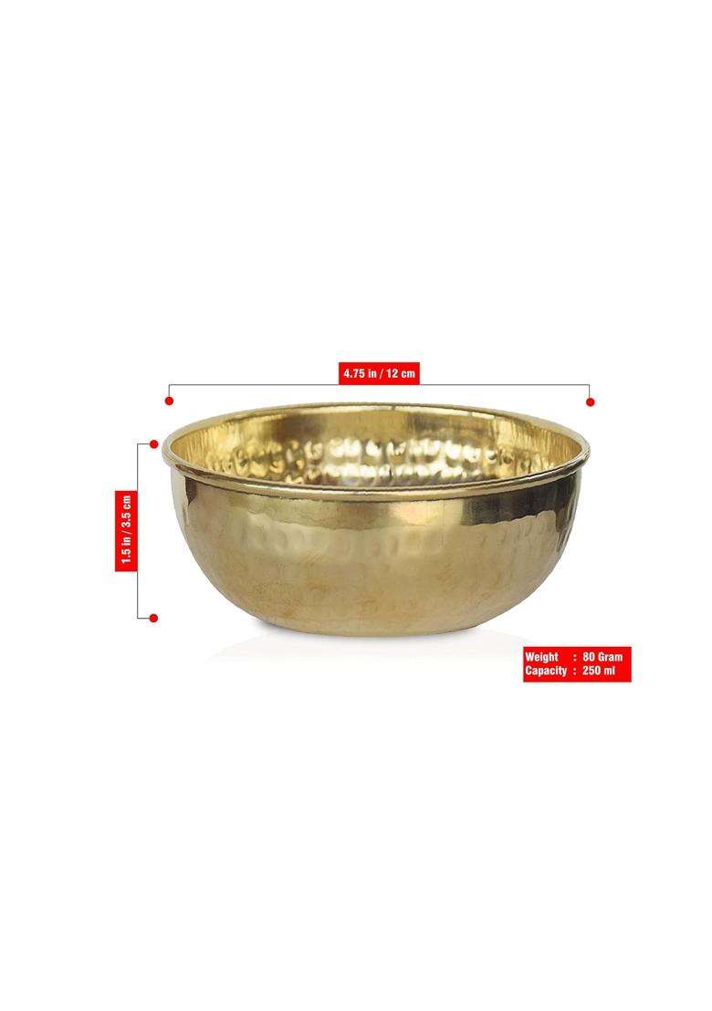 Pure Source India Brass Hammered Serving Bowl | 250 ml | 8.5 fl oz | 2-Piece Set | Food Safe - Indya