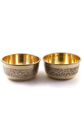 Yadav Craft Best Flower Design Brass Bowl | 2-Piece Set