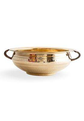 INDIAN ART VILLA Pure Brass Hammered Design Urli Decorative Bowl | 3500 ml | 118.3 fl oz | 10 Inch