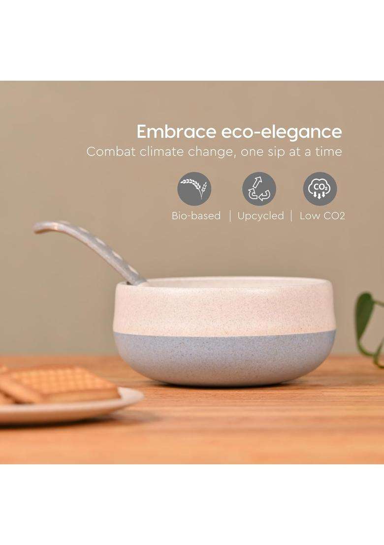 Eha Earth-Friendly Soup Bowls with Spoons | 250 ml | 8.5 fl oz | 4-Piece Set | Microwave Safe - Indya