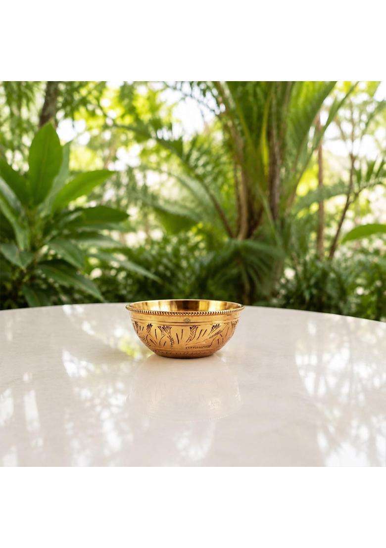 INDIAN ART VILLA Pure Brass Bowl | 100 ml | 3.4 fl oz - Indya
