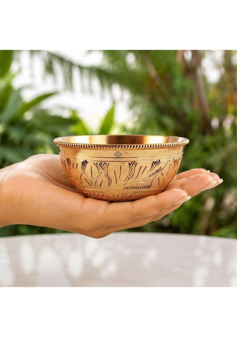 INDIAN ART VILLA Pure Brass Bowl | 100 ml | 3.4 fl oz - Indya