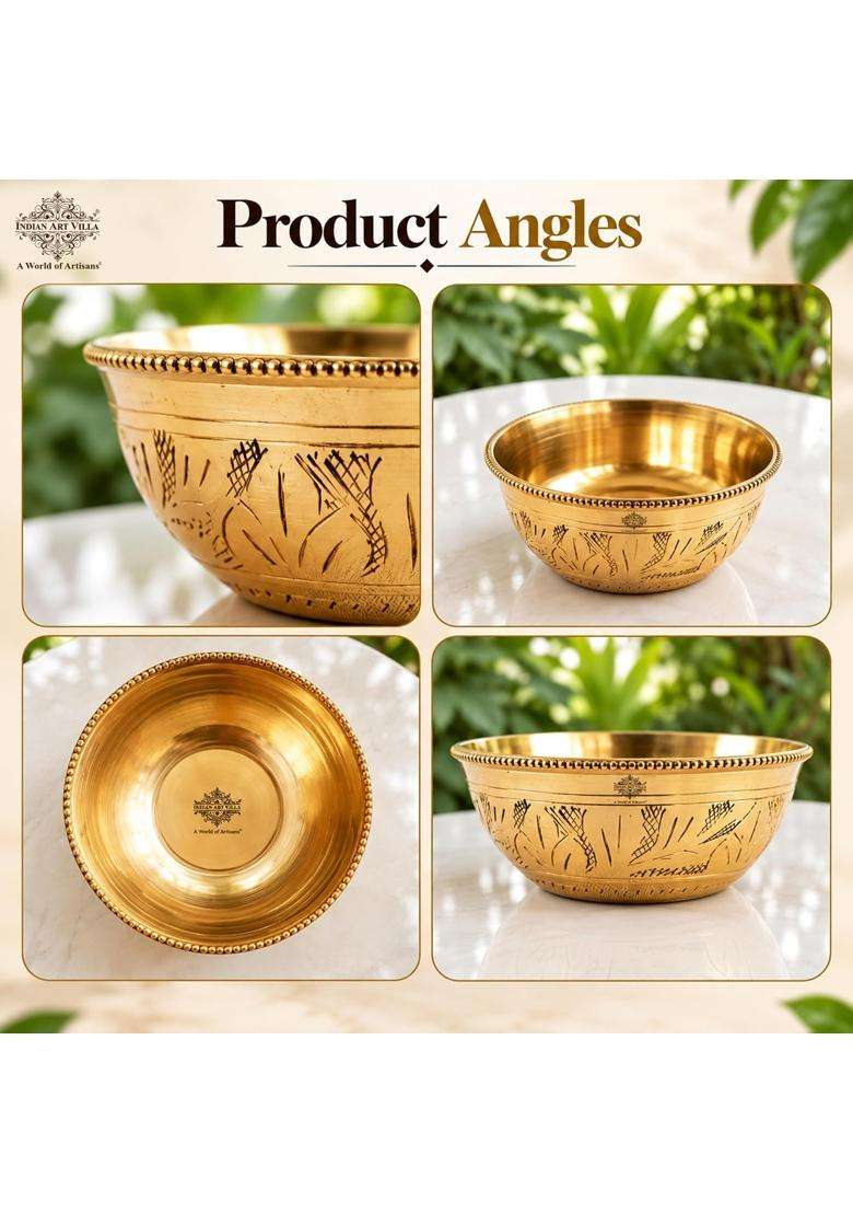 INDIAN ART VILLA Pure Brass Bowl | 100 ml | 3.4 fl oz - Indya