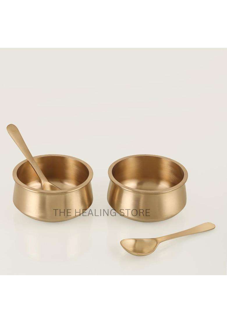 THE HEALING STORE Pure Bronze Kansa Donga Without Lid | 2-Piece Set | Handcrafted - Indya
