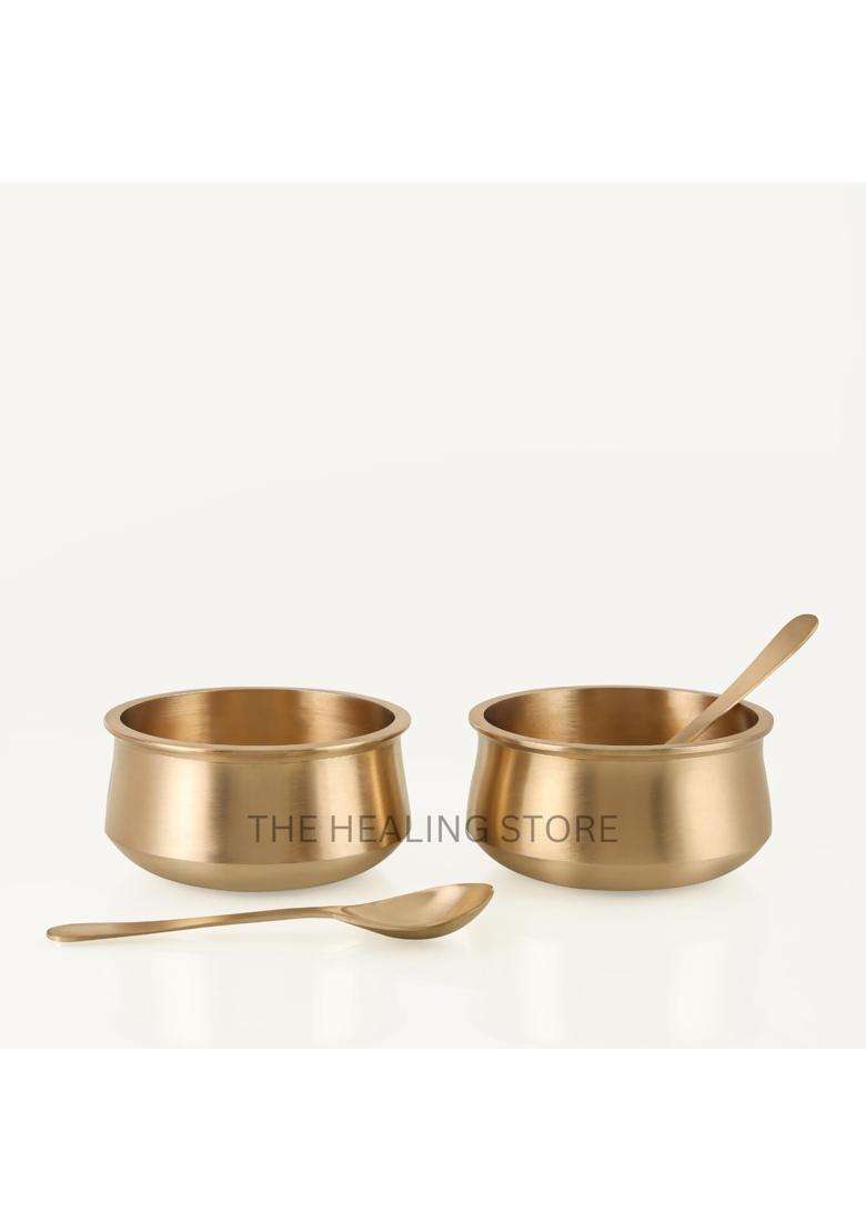 THE HEALING STORE Pure Bronze Kansa Donga Without Lid | 2-Piece Set | Handcrafted - Indya