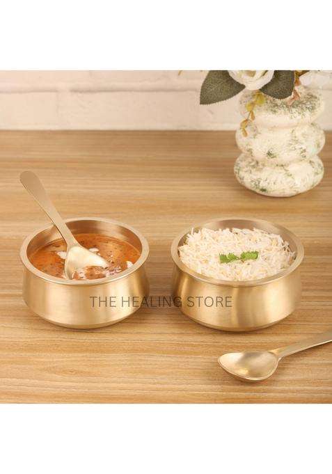 THE HEALING STORE Pure Bronze Kansa Donga Without Lid | 2-Piece Set | Handcrafted