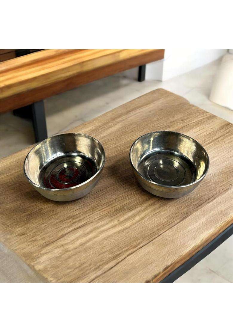 GBW Pure Bronze Bowl Pcs Kanse Ki Katori Traditional Kansa Bowl Bronze Solid Bowl | 100 ml | 3.4 fl oz | 2-Piece Set - Indya