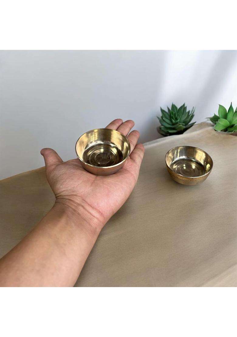 GBW Pure Bronze Bowl Pcs Kanse Ki Katori Traditional Kansa Bowl Bronze Solid Bowl | 100 ml | 3.4 fl oz | 2-Piece Set - Indya