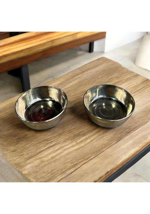 GBW Pure Bronze Bowl Pcs Kanse Ki Katori Traditional Kansa Bowl Bronze Solid Bowl | 100 ml | 3.4 fl oz | 2-Piece Set