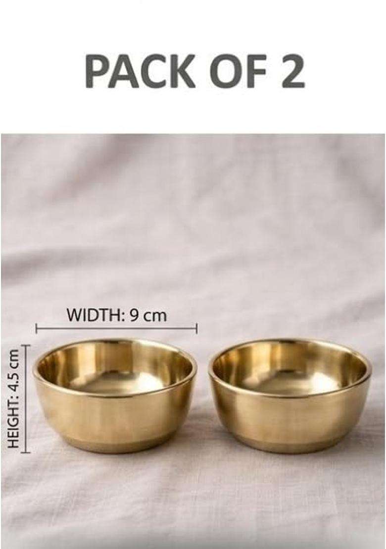 Desi Dhatu Pure Kansa Katori Traditional Bronze | 250 ml | 8.5 fl oz | Pack of 2 - Indya