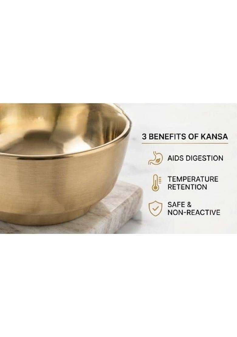 Desi Dhatu Pure Kansa Katori Traditional Bronze | 250 ml | 8.5 fl oz | Pack of 2 - Indya