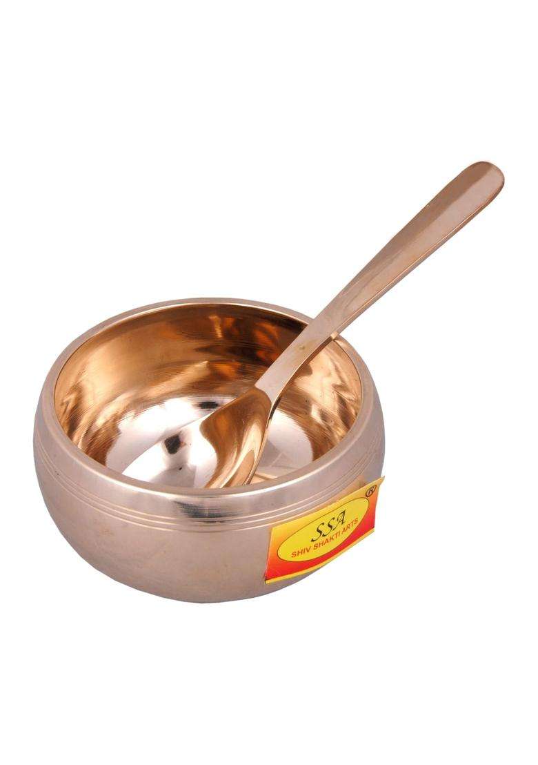 SHIV SHAKTI ARTS Pure Bronze Kansa Bowl | 250 ml | 8.5 fl oz - Indya