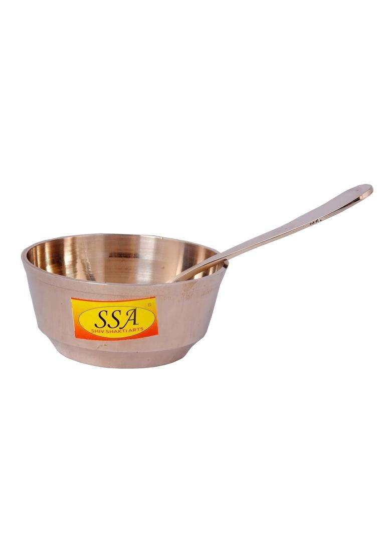 SHIV SHAKTI ARTS Pure Bronze Kansa Bowl Katori with Spoon for Serving Food | 150 ml | 5.1 fl oz - Indya
