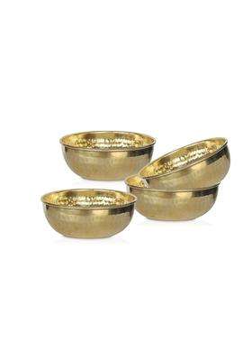 Pure Source India Brass Hammered Serving Bowl | 100 ml | 3.4 fl oz | 2-Piece Set | Food Safe