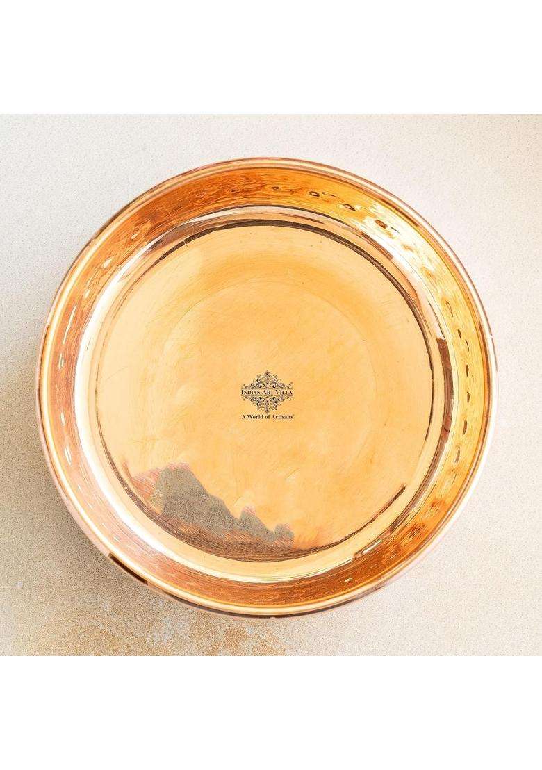 INDIAN ART VILLA Pure Copper Bowl Hammered Design Katori | 180 ml | 6.1 fl oz - Indya