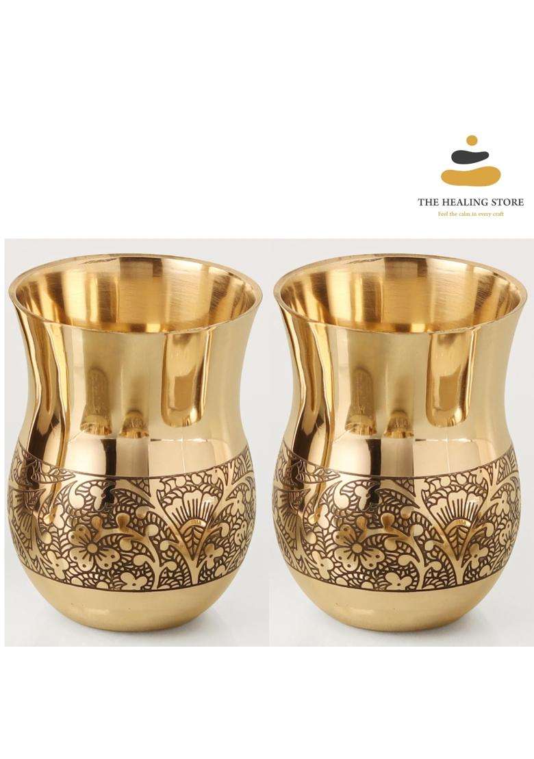 THE HEALING STORE Bronze Kansa Glass Capacity | 200 ml | 6.8 fl oz - Indya