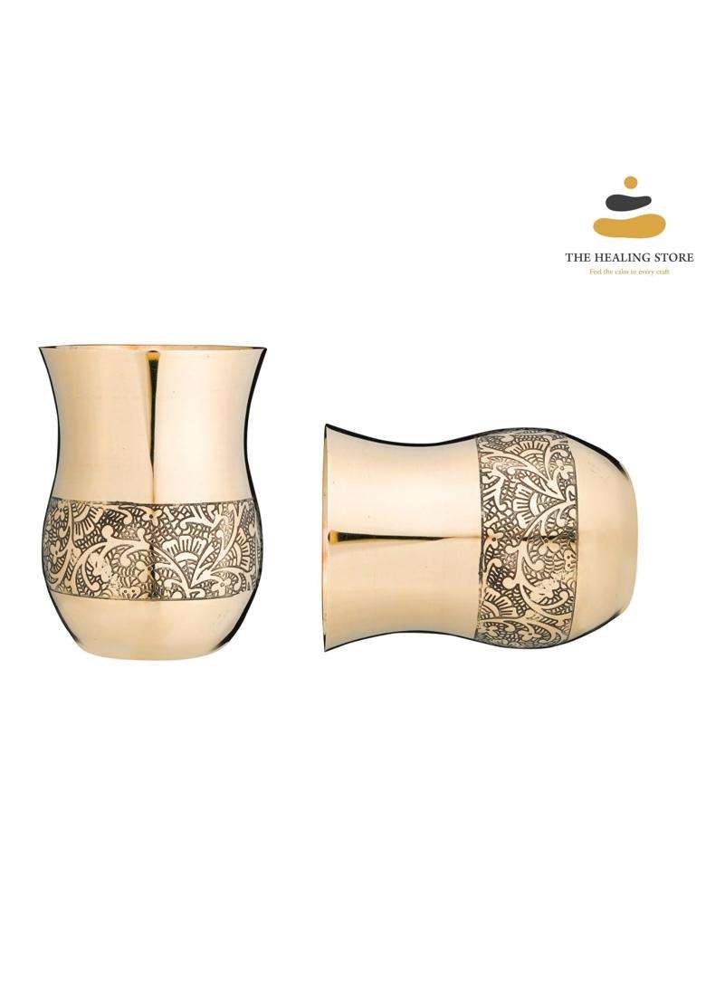 THE HEALING STORE Bronze Kansa Glass Capacity | 200 ml | 6.8 fl oz - Indya