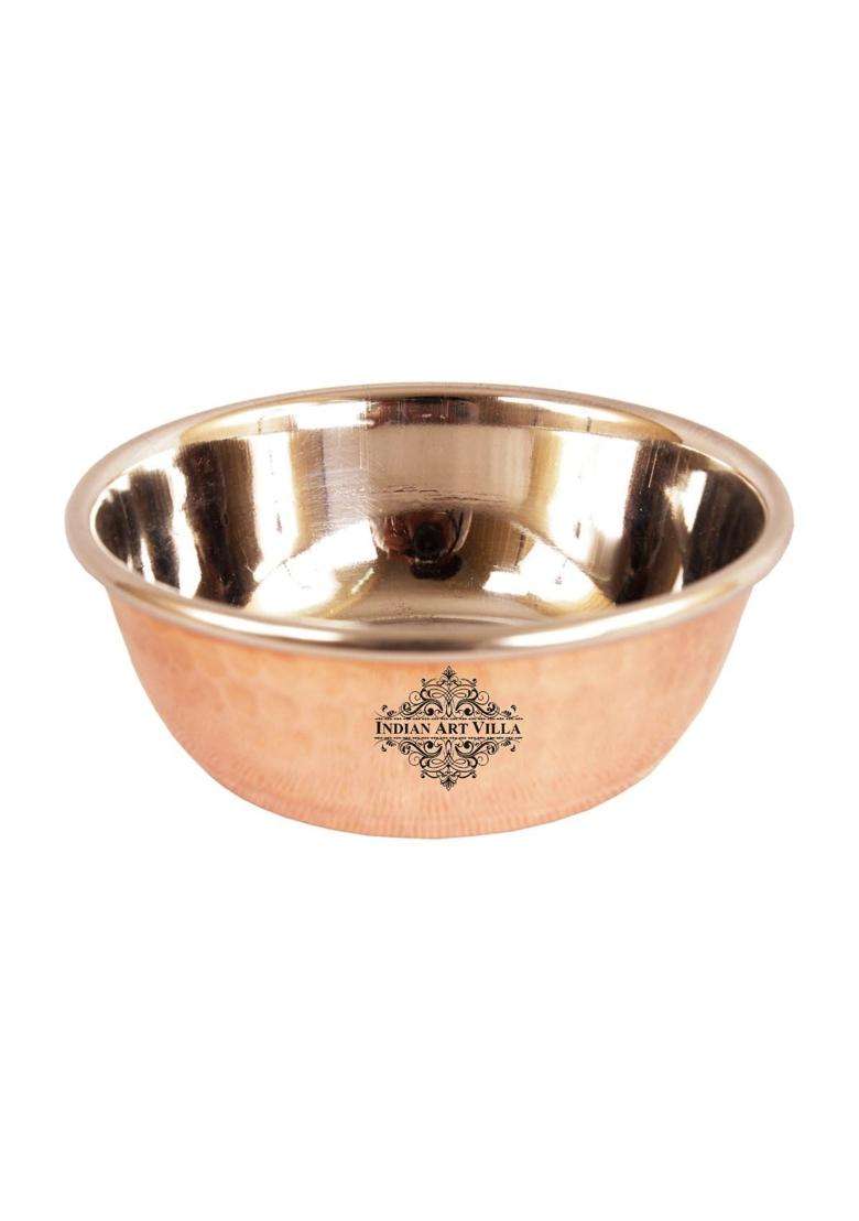 INDIAN ART VILLA Steel Copper Chutney Bowl | 3.5 Inch | Hammered Finish - Indya