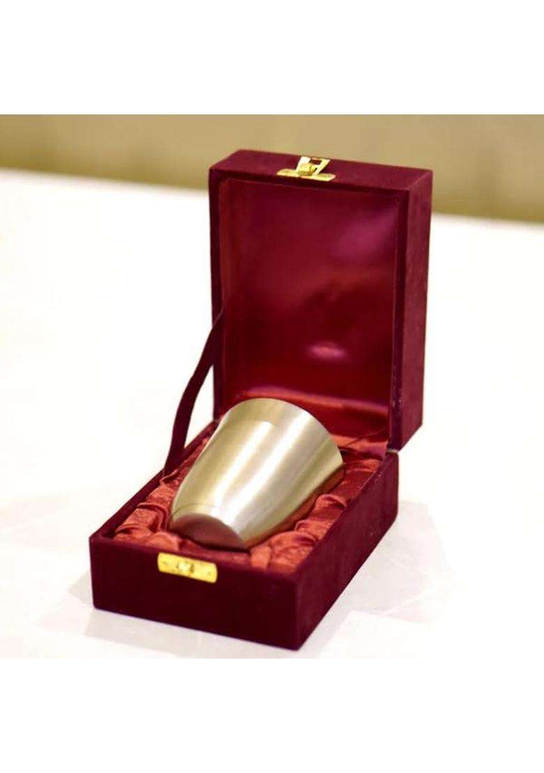 Brass Globe Bronze Kansa Glasses with Velvet Box - Indya