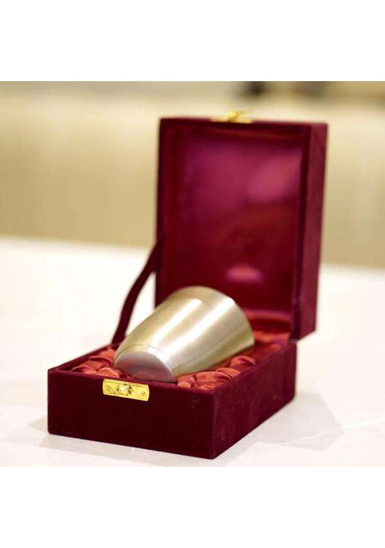 Brass Globe Bronze Kansa Glasses with Velvet Box - Indya