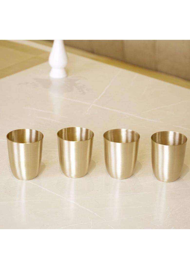 Brass Globe Kansa Bronze Glasses Matte Finish | 4-Piece Set - Indya