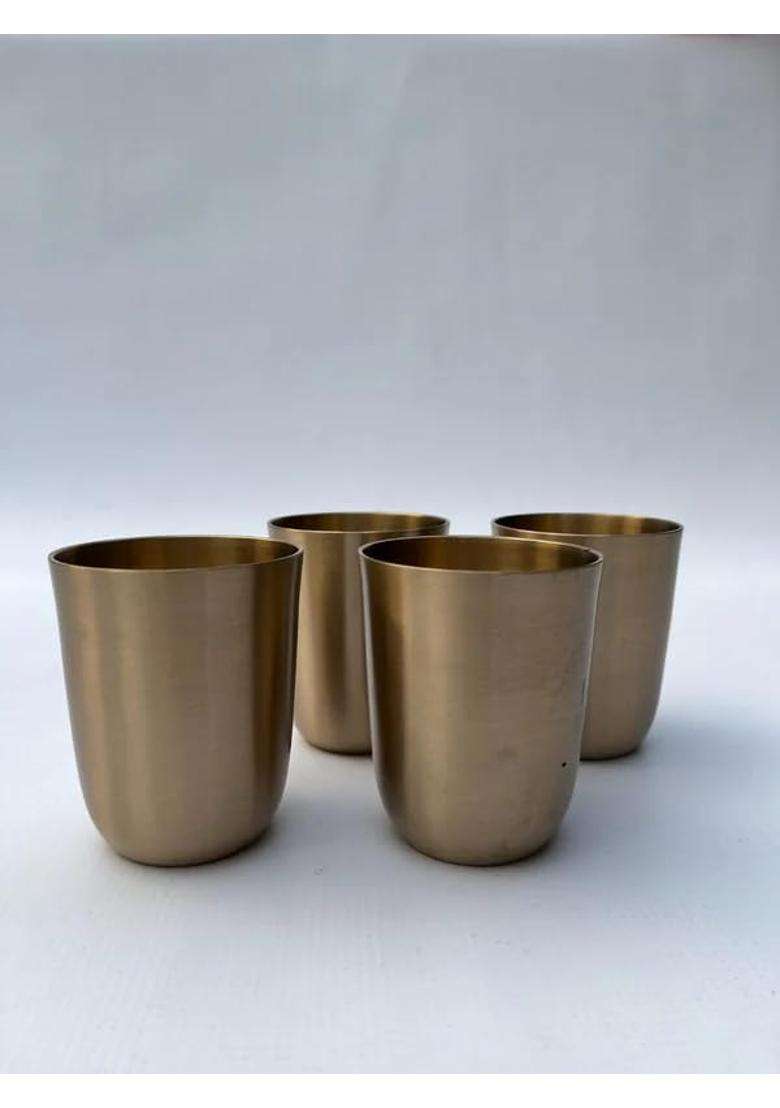 Brass Globe Kansa Bronze Glasses Matte Finish | 4-Piece Set - Indya
