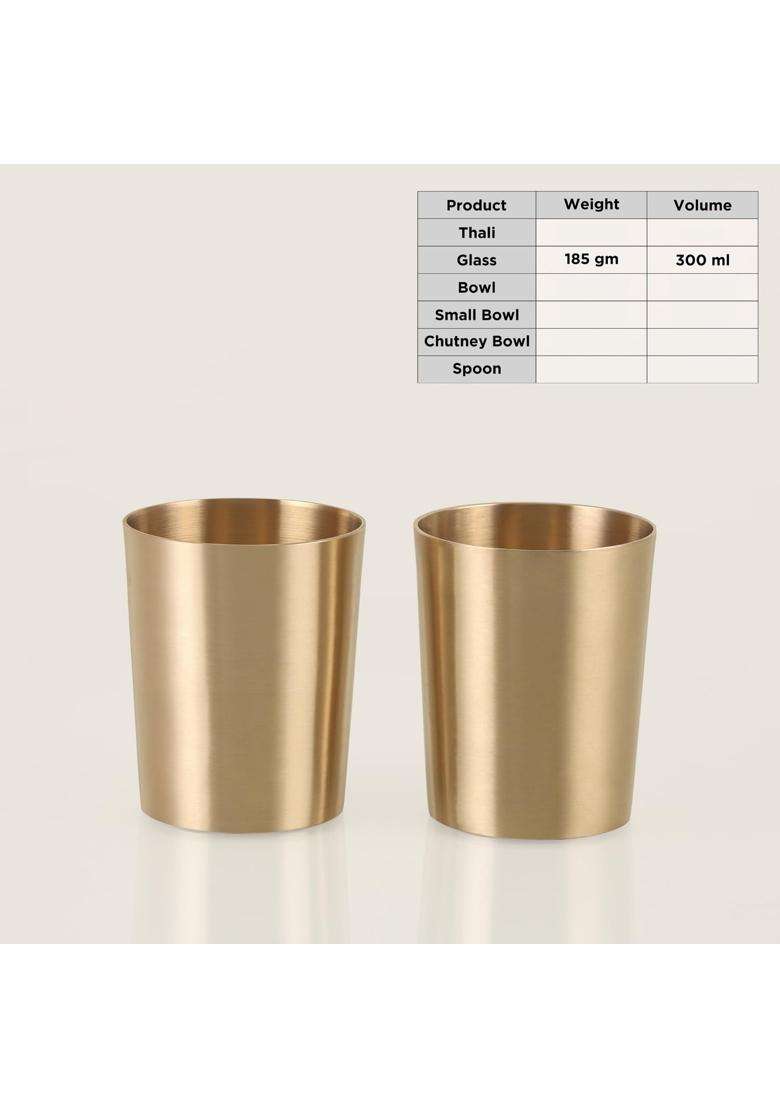 THE HEALING STORE Pure Bronze Kansa Bangla Glass Handmade | 250 ml | 8.5 fl oz | Pack of 2 - Indya