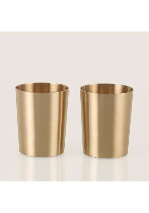 THE HEALING STORE Pure Bronze Kansa Bangla Glass Handmade | 250 ml | 8.5 fl oz | Pack of 2