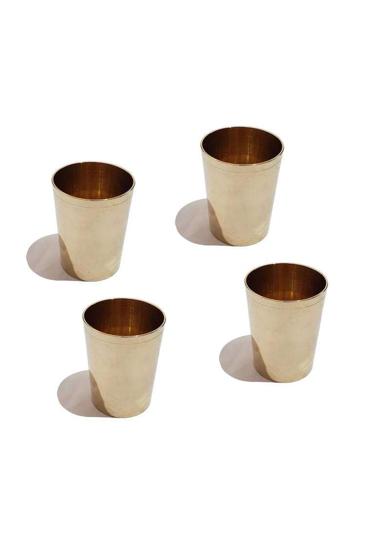Pure Source India Handmade Bronze Kansa Glass | 4-Piece Set - Indya