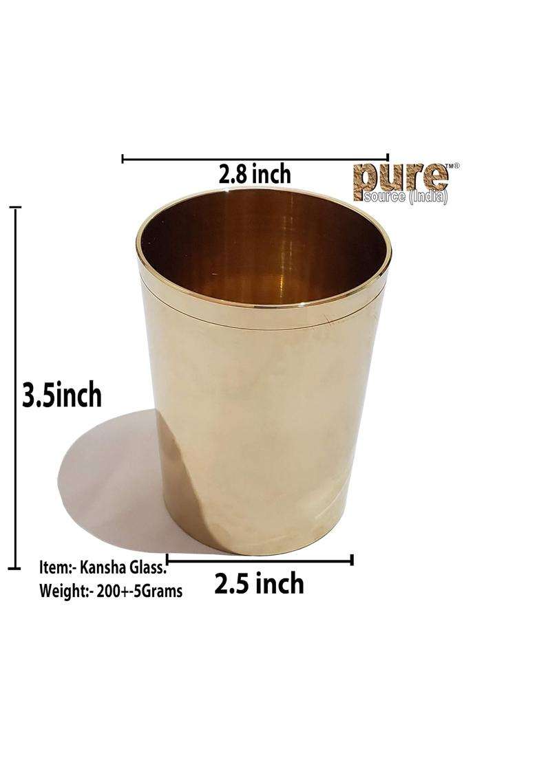 Pure Source India Handmade Bronze Kansa Glass | 4-Piece Set - Indya