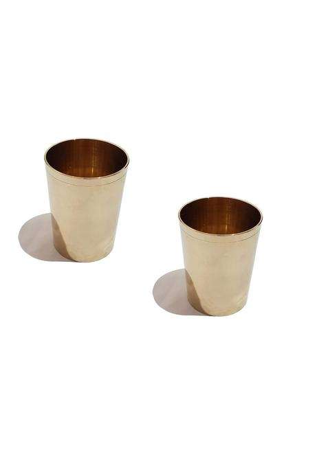 Pure Source India Handmade Bronze Kansa Glass | 2-Piece Set