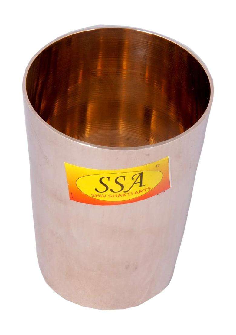 SHIV SHAKTI ARTS Pure Bronze Kansa Tumbler Glass for Drinking Serving Water | 300 ml | 10.1 fl oz - Indya