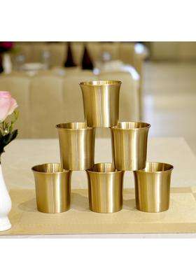 Brass Globe Bronze Kansa Glasses in Glossy Finish | 6-Piece Set