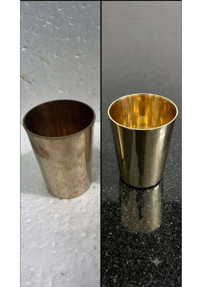 SHAAN mfg. Pure Kansa Plain Glass with Luxury Design | 300 ml | 10.1 fl oz | 2-Piece Set - Indya